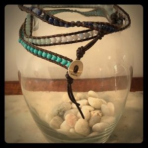 Chan Luu multi stone leather wrap bracelet